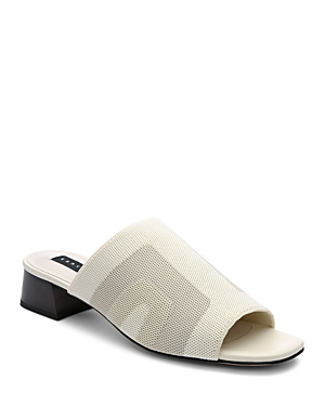 Sanctuary Women's Rumble Square Toe Stretch Knit Block Heel Sandals In Milk