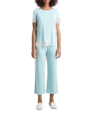 Natori Luxe Shangri-la Pajama Set In Wave Blue