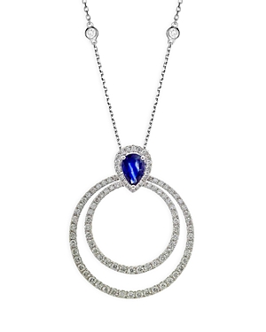 Bloomingdale's Blue Sapphire & Diamond Circle Pendant Necklace in 14K White Gold, 18 - 100% Exclusiv