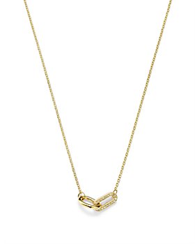 Zoë Chicco - 14K Yellow Gold Pavé & Bead Set Diamond Double Link Collar Necklace, 14-16"