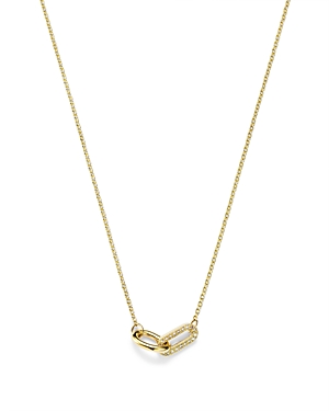 Shop Zoë Chicco 14k Yellow Gold Pave & Bead Set Diamond Double Link Collar Necklace, 14-16