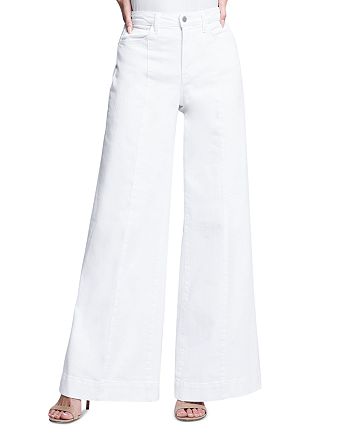 L'AGENCE Sandy High Rise Wide Leg Jeans in Blanc | Bloomingdale's