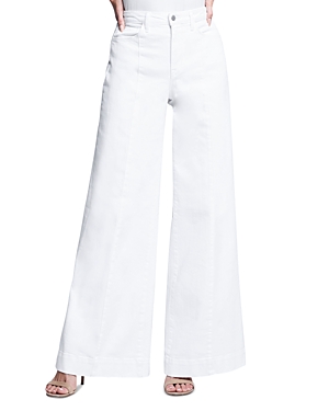 L'Agence Sandy High Rise Wide Leg Jeans in Blanc