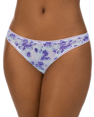 On Gossamer Printed Mesh Hip G Thong In Violet Dreams