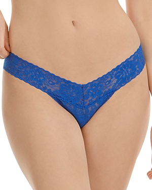Shop Hanky Panky Daily Lace Low Rise Thongs In Bold Blue