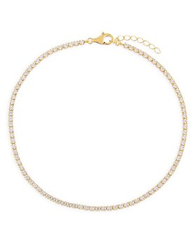 Adinas Jewels - Cubic Zirconia Thin Tennis Ankle Bracelet in 14K Gold Plated Sterling Silver