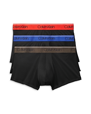 Calvin Klein Microfiber Stretch Wicking Low Rise Trunks, Pack Of 3 In Orange/blue/brown