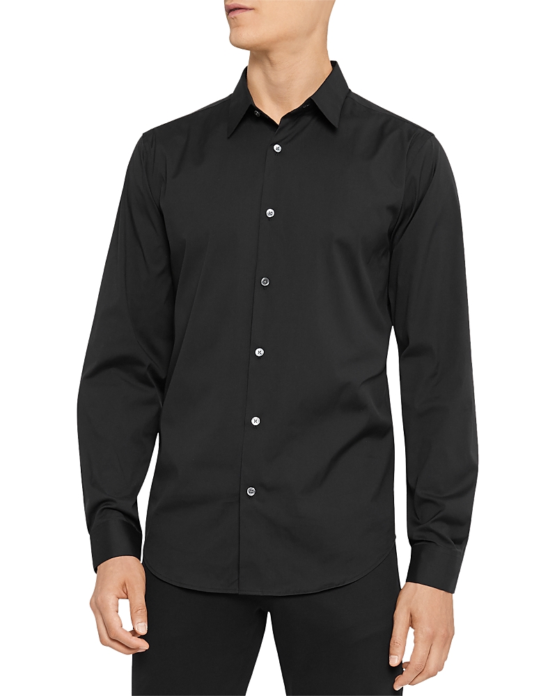 Theory Sylvain Mens Poplin Tab Collar Button-down Shirt In Black