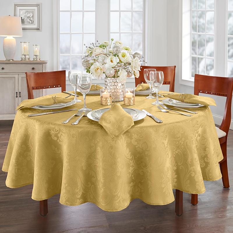 ELRENE HOME FASHIONS ELRENE CAIDEN ELEGANCE DAMASK OVAL TABLECLOTH, 60 X 84