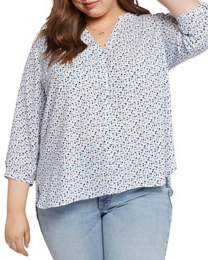 Nydj Plus Pintuck-back Blouse In Piper Dots