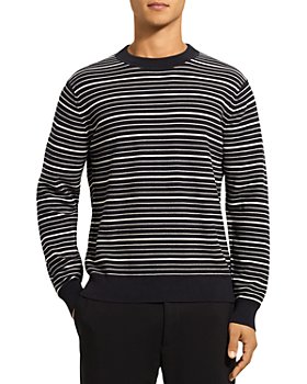 Theory - Riland Cotton Striped Slim Fit Crew Sweater