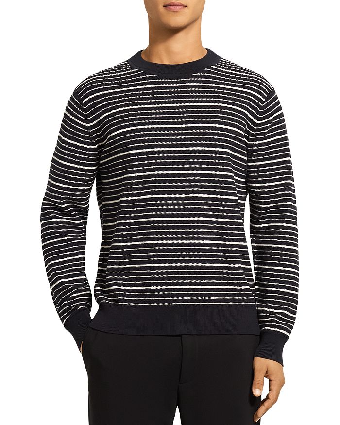 Theory Riland Cotton Striped Slim Fit Crew Sweater | Bloomingdale's