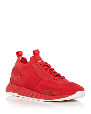 Hugo Boss Men's Titanium Knit Low Top Sneakers In Bright Red