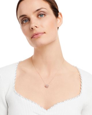 Diamond Rose Flower Pendant Necklace in 14K Rose Gold, 0.30 tcw 