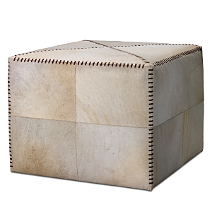 Shop Jamie Young Hide Ottoman In White