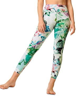 Sweaty Betty Super Sculpt 7/8 Pocket Leggings In Green Earth Print