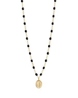 Gigi Clozeau Resin & 18k Yellow Gold Classic Dangling Madone Necklace, 16.5 In Black/gold