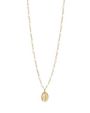 Gigi Clozeau Resin & 18k Yellow Gold Classic Dangling Madone Necklace, 16.5 In White/gold