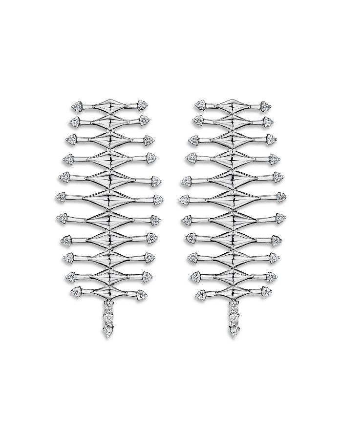 HUEB 18K White Gold Luminus Diamond Ladder Earrings Bloomingdale's