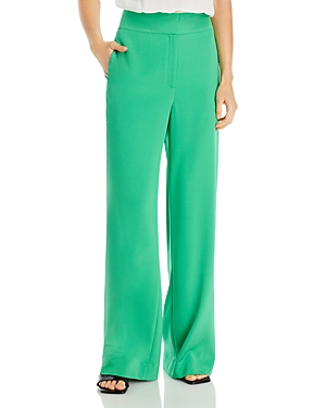 Lafayette 148 Dalton Stretch Silk Wide Leg Pants In Garden Green