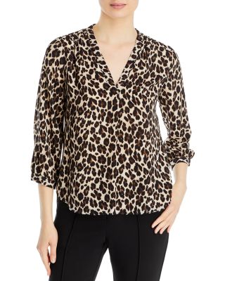 VINCE CAMUTO Leopard Print V-Neck Blouse | Bloomingdale's