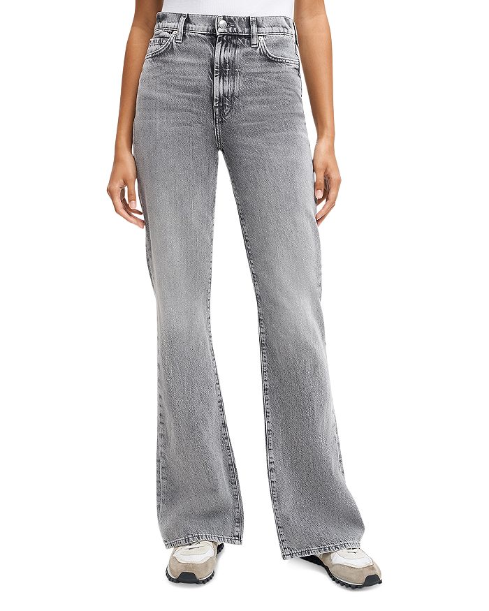 7 For All Mankind High Rise Split Bootcut Jeans in Fern Grey |  Bloomingdale's