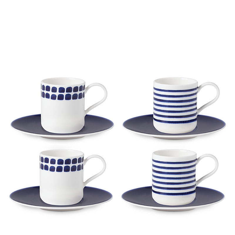 Kate Spade Charlotte St. 4-piece Espresso Cups Set In White/blue