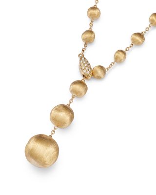 18K Yellow Gold Africa Diamond Y Necklace, 16.75"