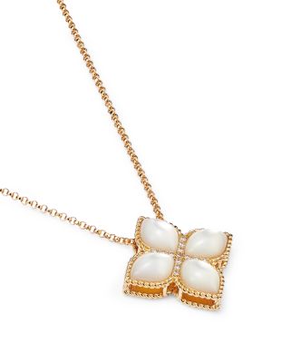 18K Yellow Gold Venetian Princess Mother-Of-Pearl &amp; Diamond Pendant Necklace, 16&amp;quot; 