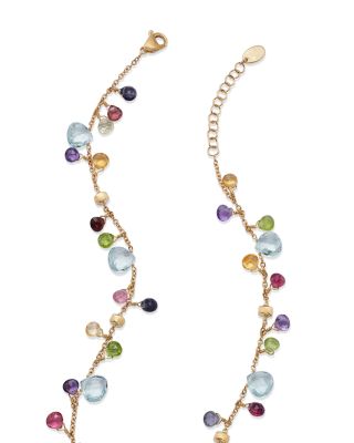 18K Yellow Gold Paradise Blue Topaz & Mixed Gemstone Necklace, 16.5"