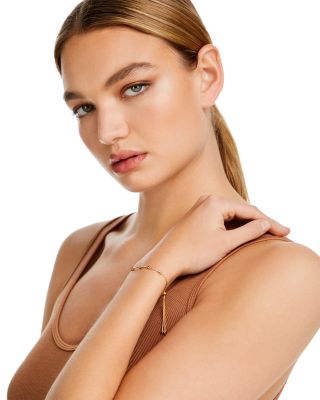 14K Yellow Gold Beaded Wheat Chain Bracelet  