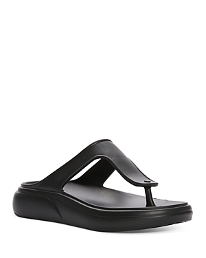 Stuart Weitzman Stuflex T-strap Slide Sandal In Black