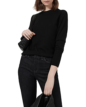 Armani Collezioni Emporio Armani Merino Wool Crewneck Sweater In Solid Black