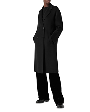 Armani Collezioni Wool & Cashmere Coat In Solid Black