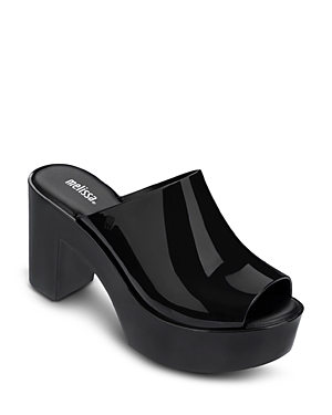 Melissa Mule Ll Womens Peep Toe Slip On Heels In Black