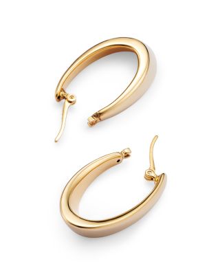 14K Yellow Gold Medium Visor Hoop Earrings 
