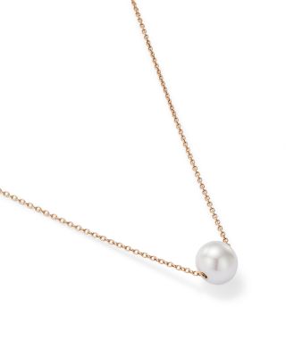Cultured Freshwater Pearl Floating Pendant Necklace in 14K Yellow Gold, 16-18" 