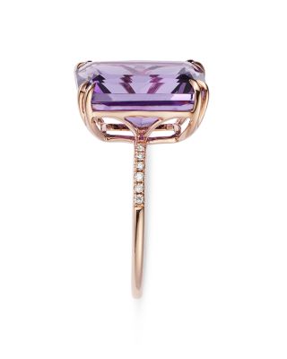 Amethyst and Diamond Statement Ring in 14K Rose Gold 