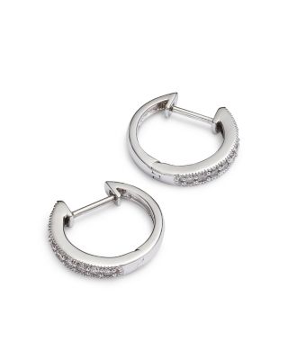 Diamond Bezel Set Huggie Hoop Earrings in 14K White Gold, .30 tcw&nbsp;