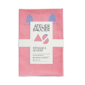 Shop Atelier Saucier The Art Deco Napkins, Set Of 4 In Pink