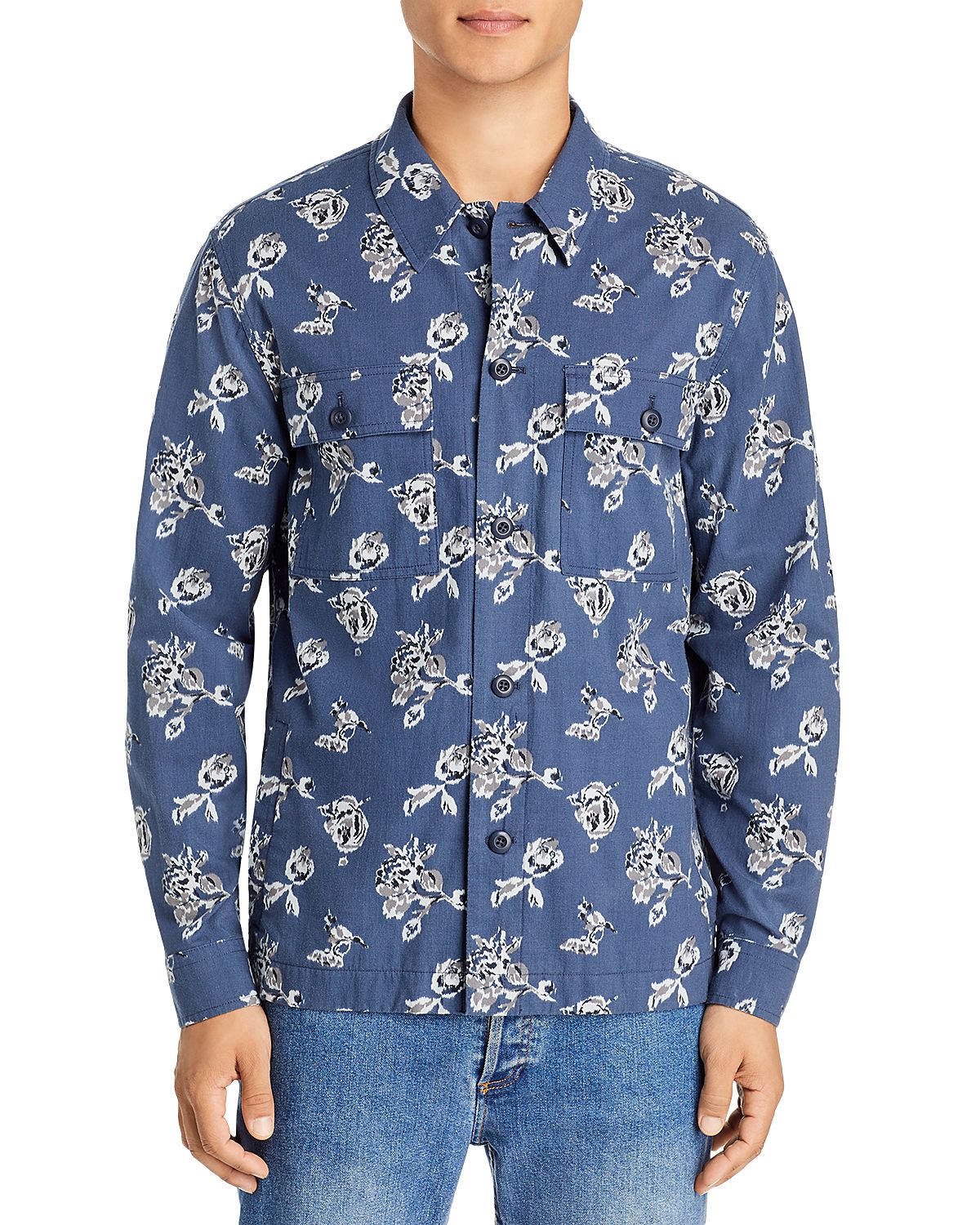 Vince Ikat Floral Long Sleeve Shirt