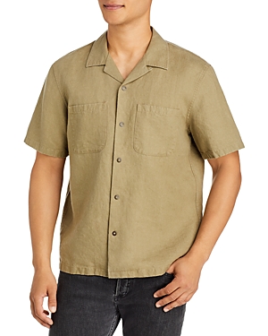 Rag & Bone Avery Snap Front Camp Shirt In Olive Green