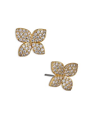 Nadri Wren Pave Flower Stud Earrings in 18K Gold Plated