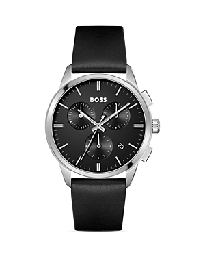 Hugo Boss Chronograph Watch With Crocodile Leather Strap Men's Watches In Black