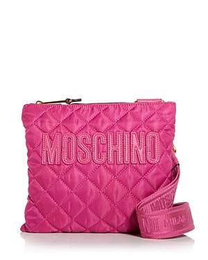 Moschino Quilted Nylon Messenger Bag In Violet Multi