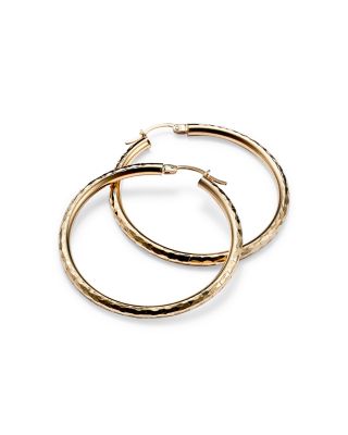 Diamond-Cut Hoop Earrings in 14K Yellow Gold 