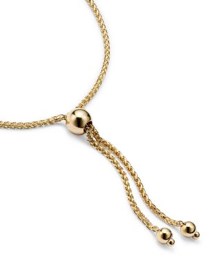 14K Yellow Gold Double Oval Wheat Chain Bracelet 