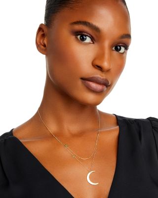 Crescent & Star Charm Layered Necklace in 14K Yellow Gold, 18" - Exclusive