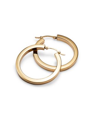 14K Yellow Gold Square Polished Tube Hoop 