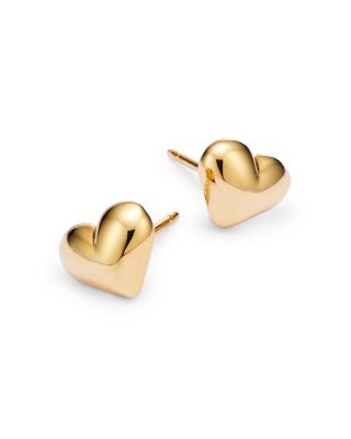 Puffed Heart Studs in 14K Yellow Gold 